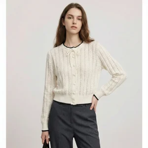 Pure Cotton Knitted Knot round Ne Twist ort Sve Cardigan Women's Vintage Hollow out Slimming Top Spring Autumn - AliExpress Sweaters&Jumpers