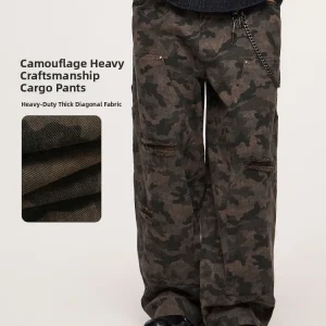 American Retro Workwear Pants Men's Autumn Winter Loose Straight Leg Casual Camouflage Logging Trousers Heavy Du Cotton 00% - AliExpress Pants