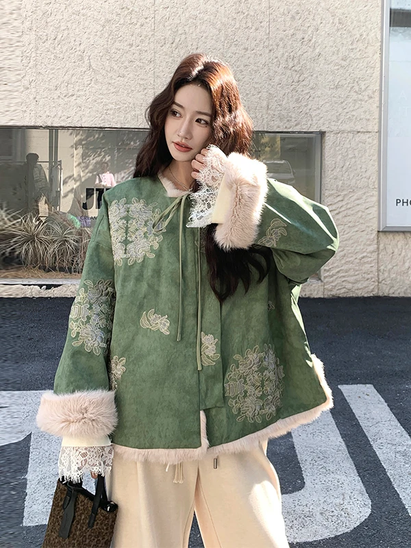 New Chinese Style Heavy Embroidery Waterproof Mink Lamb Fur Jacket Women Autumn Winter Double Sided Wearable Ladies Coat - AliExpress Sweaters&Jumpers