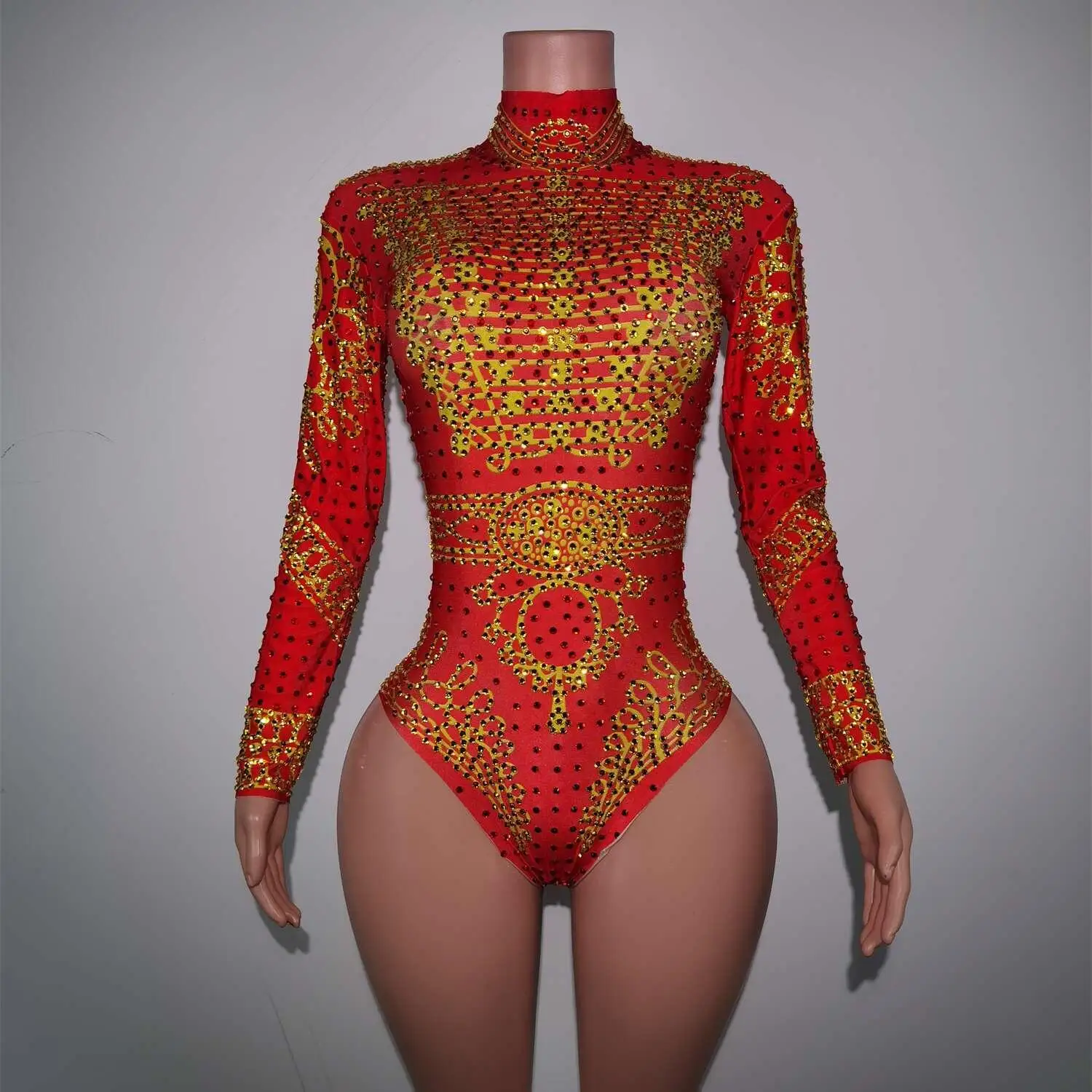 Sexy Skinny Red Rhinestones Bodysuit DJ Bar Singer Catwalk Party Stage Costume Crystals Diamonds Jumpsuit for Women Napolun - AliExpress Jumpsuits&Rompers