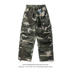 Retro Japanese Sle Camouflage Work Pants Loose Straight Leg Large kets Waed Youth Trendy Brand Spring Autumn Casual Tr... - AliExpress Pants