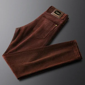 Corduroy Men's Pants Autumn Winter Coffee Color Slim Fit Korean Sle Soft Casual Straight Leg Trousers - AliExpress Pants
