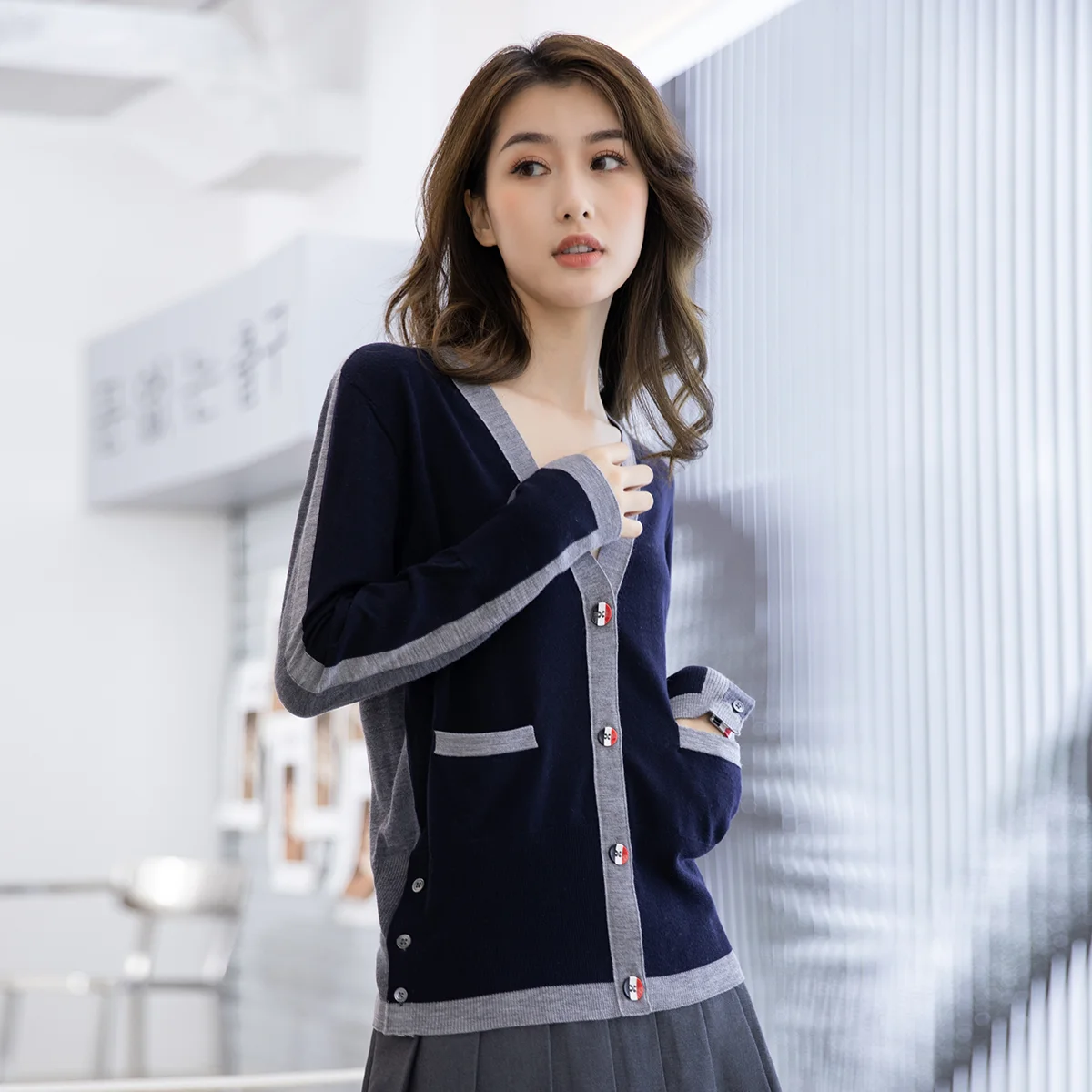 Z875 100% merino wool long-sleeved knit cardigan sweater high-end luxury womenswear brand - AliExpress Sweaters&Jumpers