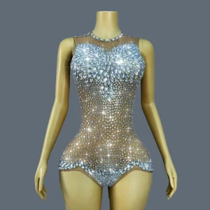 Women Sexy Rhinestones Mesh See Through Bodysuit  Sparkly Backless Sexy Dance Costume Celebrity Nightclub Stage Outfit Xingantou - AliExpress Jumpsuits&Rompers