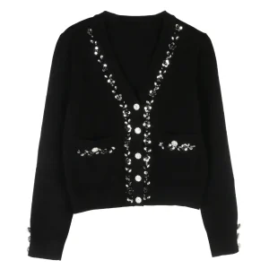 Autumn and winter women's ladylike style beaded knitted cardigan jacket V-neck sequined knitted sweater knitted cardigan - AliExpress Sweaters&Jumpers