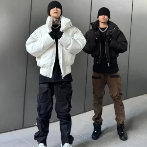 Casual Cargo Pants Men's Zipper Cuffed Workwear Trousers Functional Sle Youthful Elastic Cotton Long Pants Boot Cut - AliExpress Pants