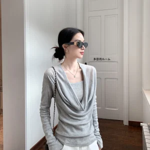 Binguo Women's ey Silk Knitted Sweater Casual Sle Long Sve Comfortable Fit Spring New Lazy Design Sense Top - AliExpress Sweaters&Jumpers