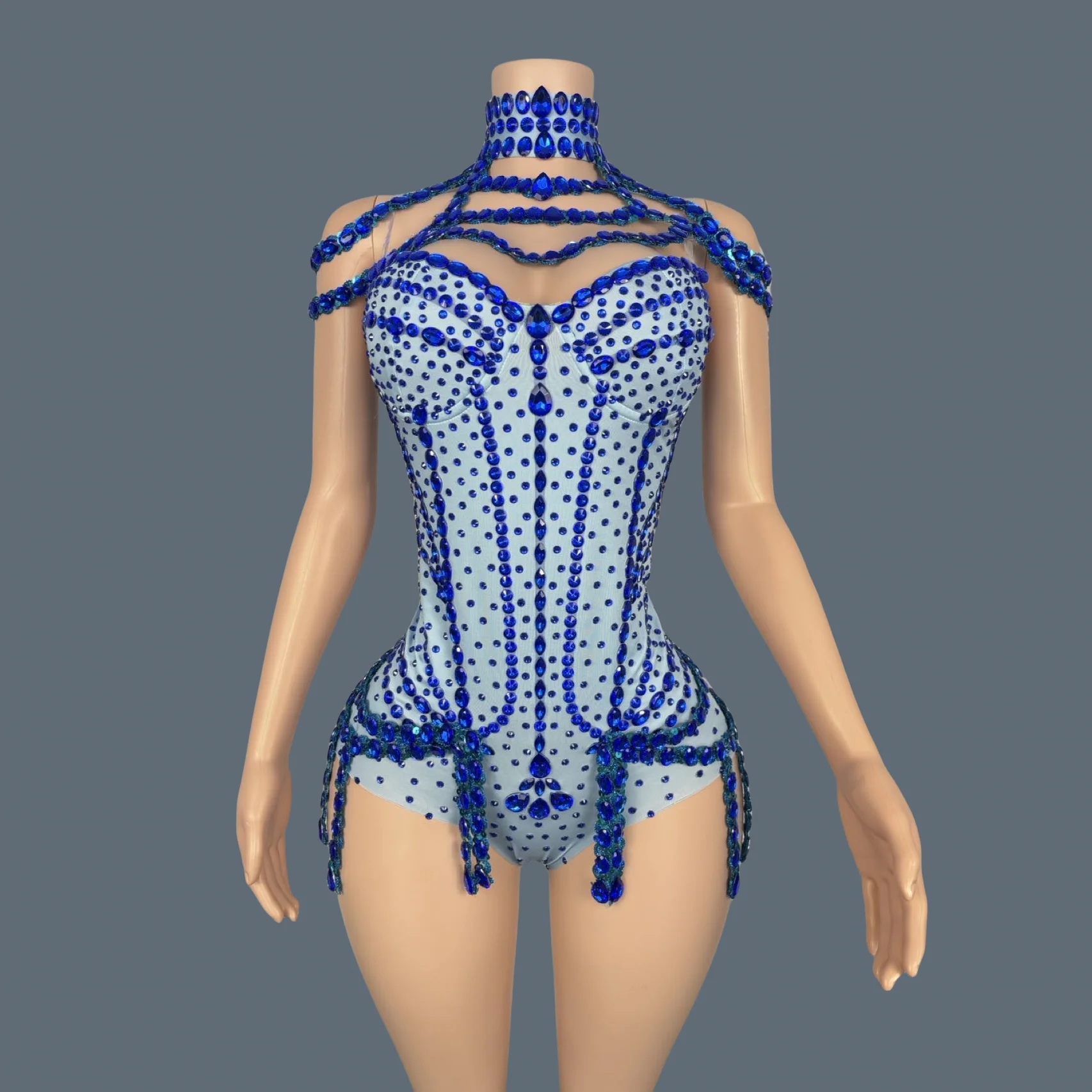 Sparkly Rhinestones Fringes Blue Bodysuit for Women Sexy Dance Show Costume Night Party Outfit Singer Dancer Stage Wear Xiaolan - AliExpress Jumpsuits&Rompers
