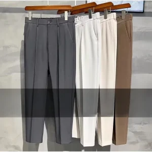 plus Size Casual Men's West Pants Elastic Waist Nine Points Hanging Sensation ey High Waist Wide Leg Faion Urban Sle - AliExpress Pants