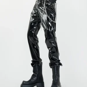 VE2 Punk Sle Thin PU Leather Pants for Men Youth Dance Performance Stage Art ow Spring Autumn Thin Model up Leather Tr... - AliExpress Pants