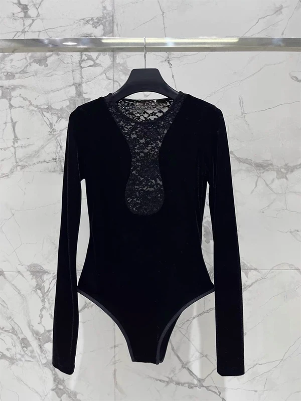 American Sle Splice Lace Bodysuit Women's Early Spring New Small Design Slimming Inner Wear Top High Waist ort Pants - AliExpress Jumpsuits&Rompers