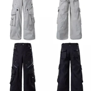 Men's Women's 2026 Spring New Trendy Multi-pocket Zipper Decoration Pants Loose Straight-leg Chic Tooling Pants Comfort Trousers - AliExpress Pants