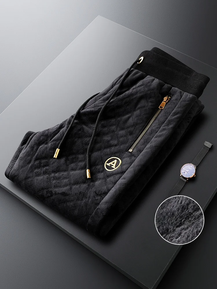 Jack Charles Luxury Winter Thickened Corduroy Men's Fashion Plaid Sports Pants Slim Fit Casual Trousers mid Waist Pocket Design - AliExpress Pants