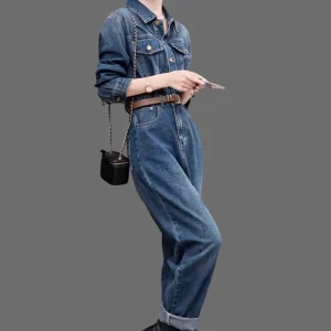 Faionable Denim Overalls Women's Spring Autumn New Sle Age-Defng Streetwear ular Workwear Suit Cotton High Waist Lon... - AliExpress Jumpsuits&Rompers