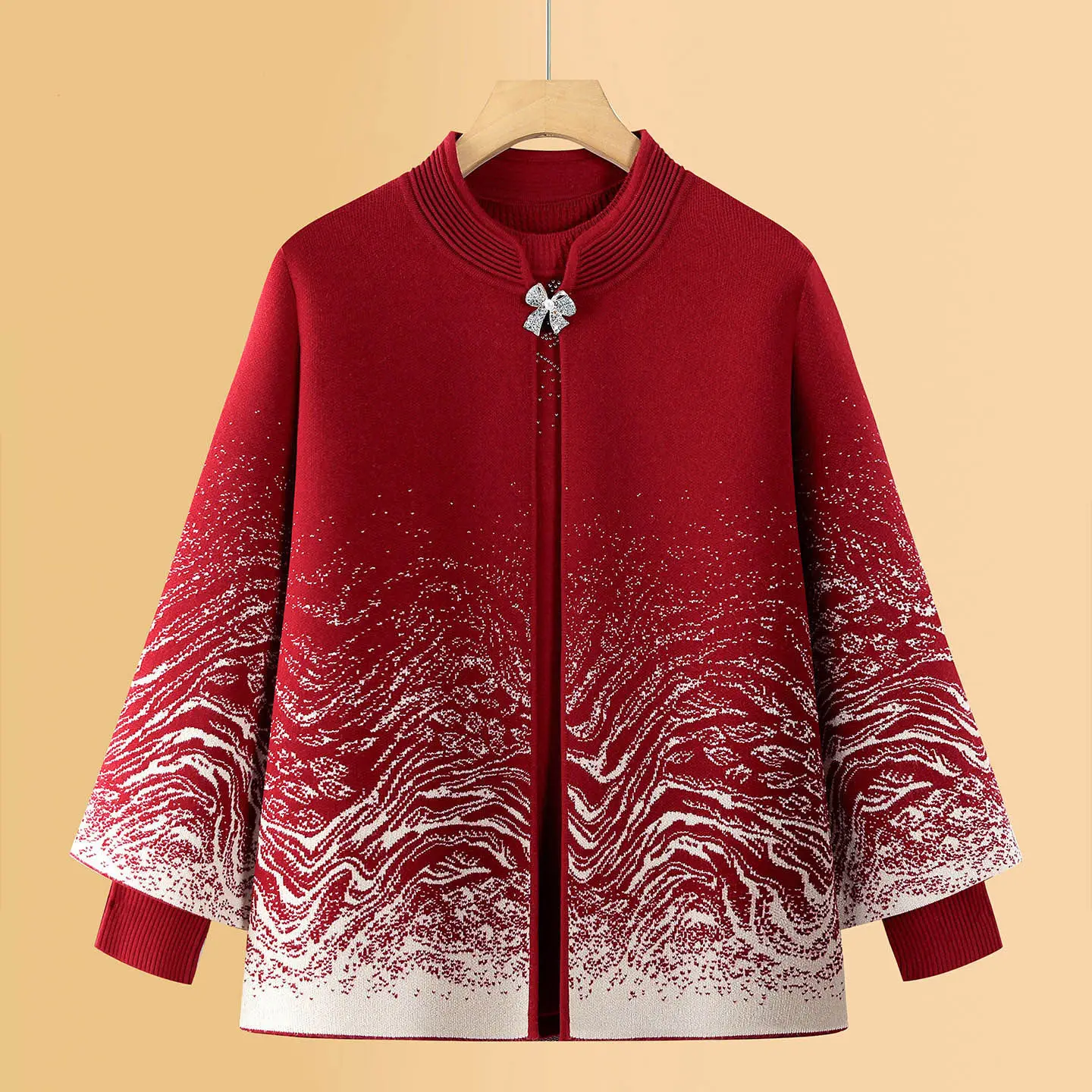 andma's Autumn Knitted Outerwear Set for Middle-Aged And ly Women Warm Ethnic Sle Loose Fit V-Ne Silk Material - AliExpress Sweaters&Jumpers
