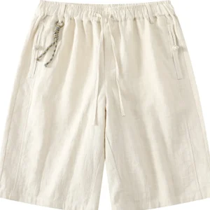 Light Beige Linen Men's orts Summer Casual Loose Five-Point Pants Versatile Beach Sports Clothing Breathable Lightweight - AliExpress Pants