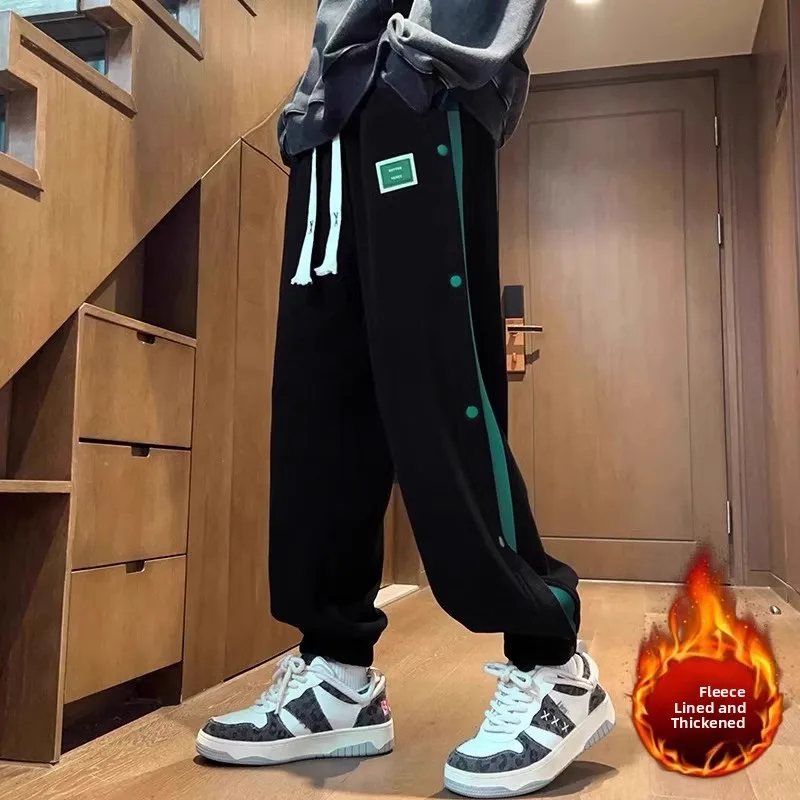 Thiened Fce Boys Autumn Winter Pants Casual Trousers for Junior High School Students Teenagers Big Kids Sports Sweatpants - AliExpress Pants