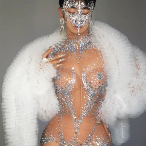 Sexy See Through Crystal Rompers Mesh Pole Dance Leotard Adult Festival Outfit Women Club Party Rhinestone One Piece Bodysuits - AliExpress Jumpsuits&Rompers