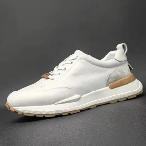 Mens Genuine Leather Sport Shoes Spring Breathable Thick Bottom Round Toe Outdoor Jogging Sneakers Men Lace Up Running Trainers - AliExpress Sneakers