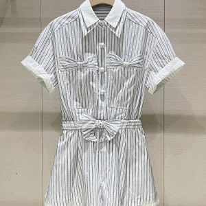Faionable  Knot Striped irt Rer Women's Slim Fit ort Sve High Waist ort Pants Commute Sle Spring 2026 - AliExpress Jumpsuits&Rompers