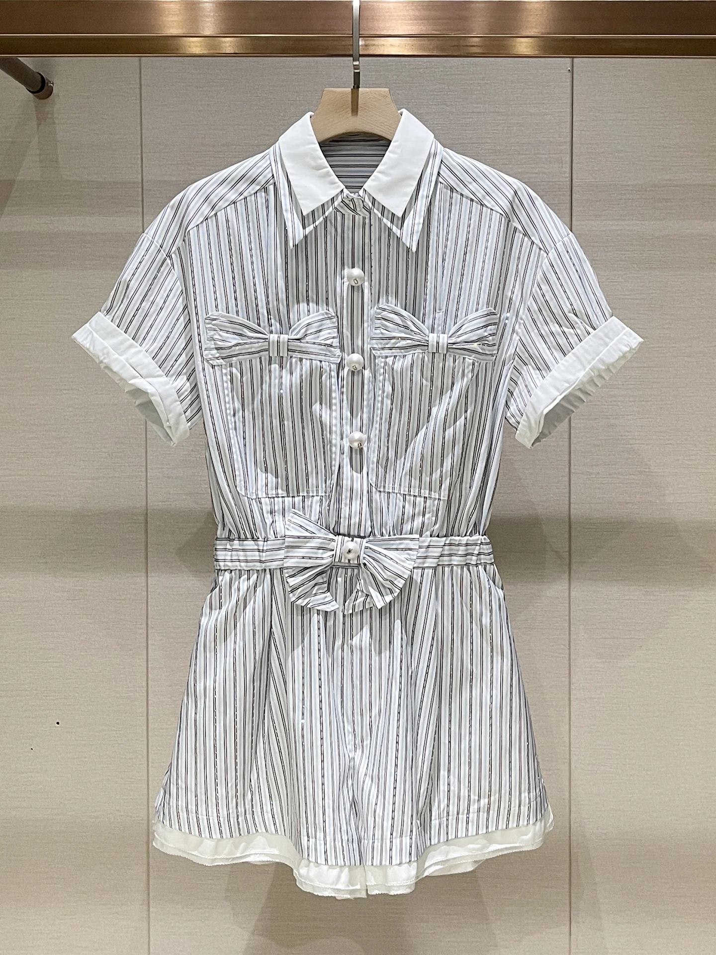 Faionable Knot Striped irt Rer Women's Slim Fit ort Sve High Waist ort Pants Commute Sle Spring 2026 - AliExpress Jumpsuits&Rompers