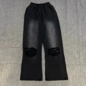 Ripped Embroidered Logo Hoodie Pants Set Men's Casual Loose Fit Long Trousers Summer Faion Youthful Sle Boy's Clothing - AliExpress Pants