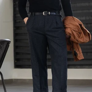 Cashmere Edition Men's Hollywood-Style Loose-Fit Slightly Flared Casual Pants Wool Flannel Trousers Vintage-Style Dress Pants - AliExpress Pants