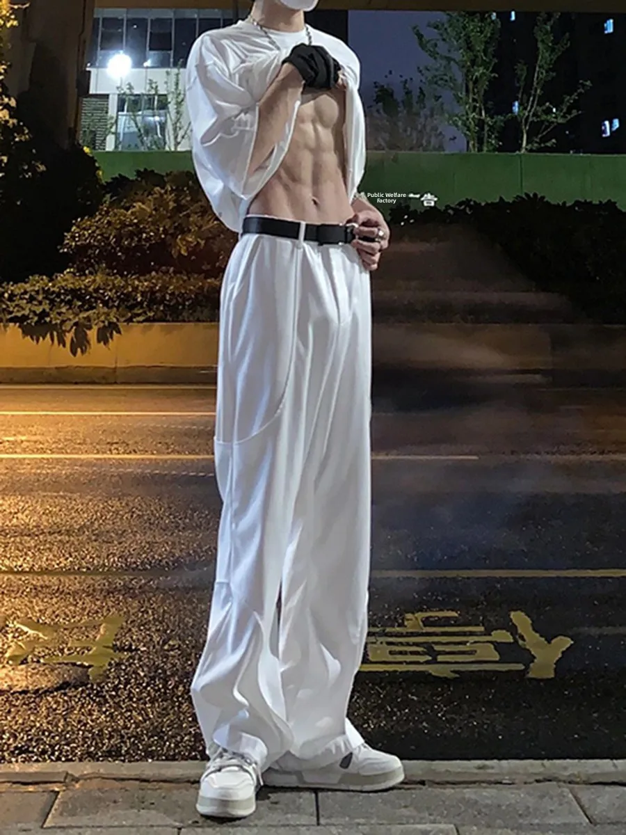 Ele White Men's Straight Leg Casual Trousers Spring Autumn Italian Neapolitan Suit Pants Anti-Wrinkle Loose Fit Long Pants - AliExpress Pants