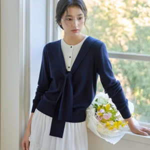 Ultra-Fine Wool Knitted Long Sve Navy Collar Open Cardigan by Ginnkee Women's Premium Quali Blend Comfortable Fit Spring... - AliExpress Sweaters&Jumpers