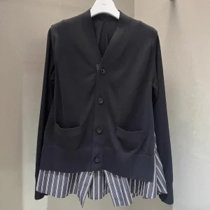 SACAI Women's Loose Long Sve Knitted irt Casual Contrast Color Patchwork Early Autumn New Sle Cotton V-ne Striped Pa... - AliExpress Sweaters&Jumpers