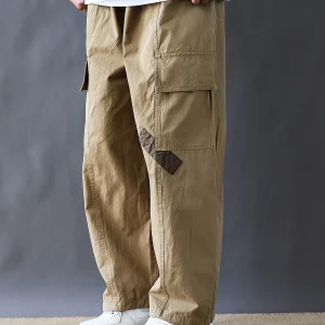 Retro American Waed Large ket Work Trousers Men Pure Cotton Loose Straight Cut 2025 New Khaki Casual Pants for Youth - AliExpress Pants