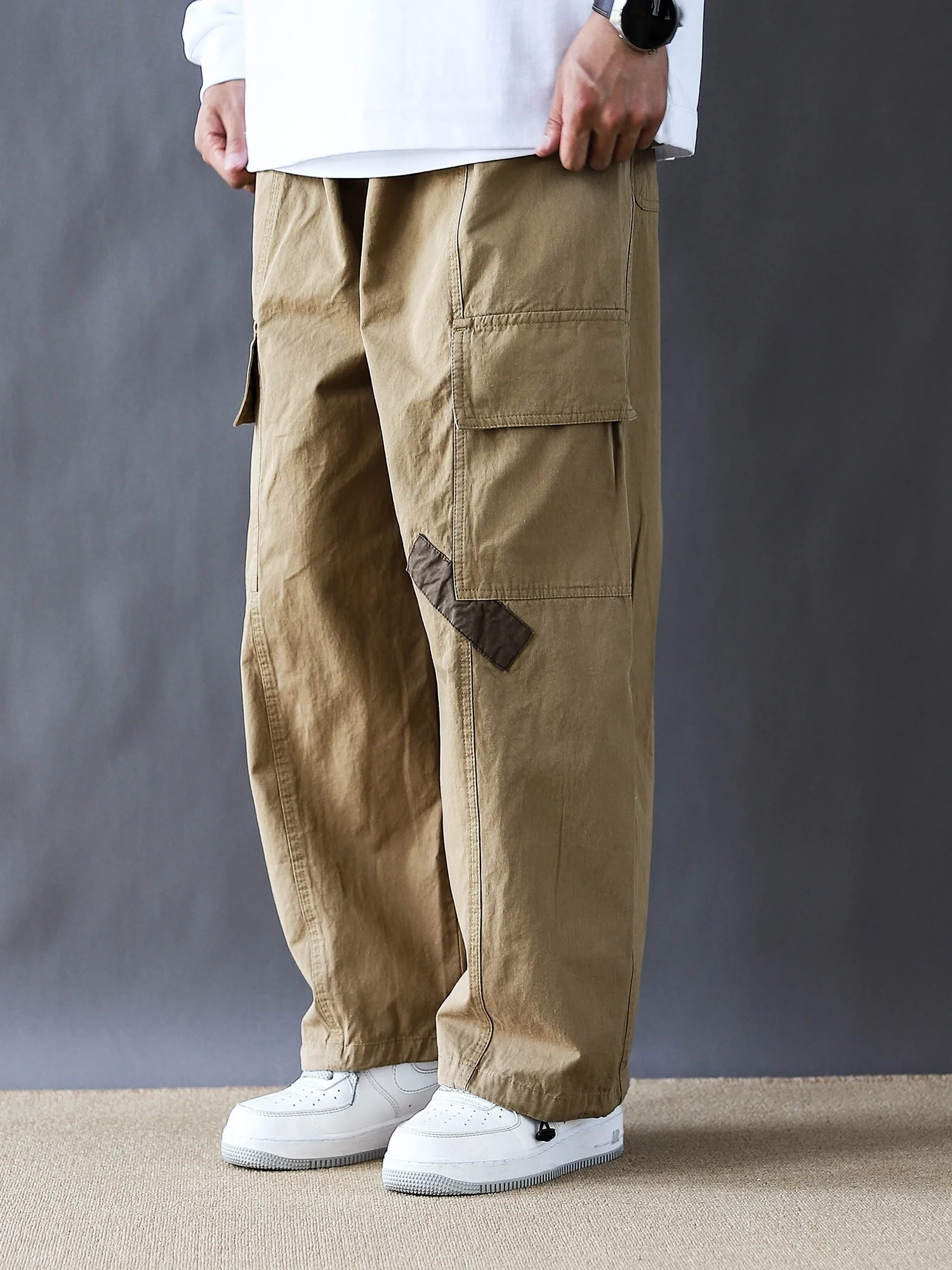 Retro American Waed Large ket Work Trousers Men Pure Cotton Loose Straight Cut 2025 New Khaki Casual Pants for Youth - AliExpress Pants