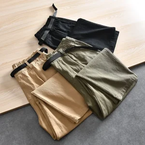 Retro Japanese Sle Loose Straight Leg Harlan Pants Men's Casual Trousers Micro Cone Waist Belt Workwear Spring New Arrival - AliExpress Pants