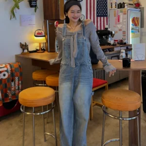 2026 New High Waist Wide Leg Denim Pants Women Casual Sle Apparent Slim Strap Pants Long Old-sle Jeans - AliExpress Jumpsuits&Rompers
