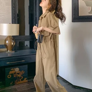 Korean Sle Workwear irt Jumpsuit Women's Summer 2026 New Dstring Waist Wide Leg Jumpsuit Faionable Set - AliExpress Jumpsuits&Rompers