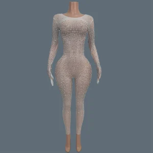 Women Sexy Sparkly Crystals Tight Fitting Jumpsuit Party Bar Nightclub Outfit DJ Singer Stage Performance Clothing Tiaotiaotang - AliExpress Jumpsuits&Rompers