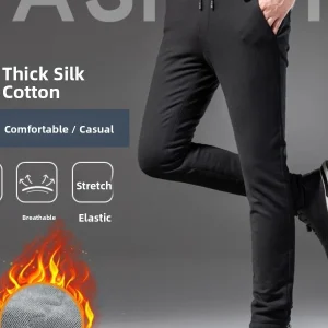 Men's Winter Thiened Fce Lined Straight Leg Casual Pants Elastic Waist Comfortable Warm Outerwear Harlan Sle Long Trou... - AliExpress Pants