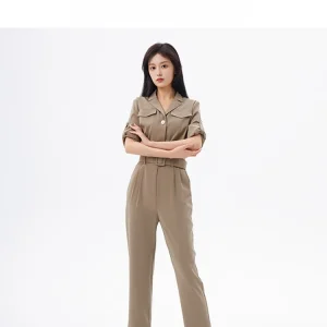 TRIBECA Spring Casual  Color Commute Waist-Cinching Versatile One-Piece Overall High Waist Straight Leg Pants - AliExpress Jumpsuits&Rompers