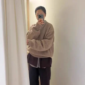 Moia Loose Long Sleeve Knitted Sweater Half Open Collar Soft And Comfortable Oversized Mixed Color Lazy Style Women's Knitwear - AliExpress Sweaters&Jumpers