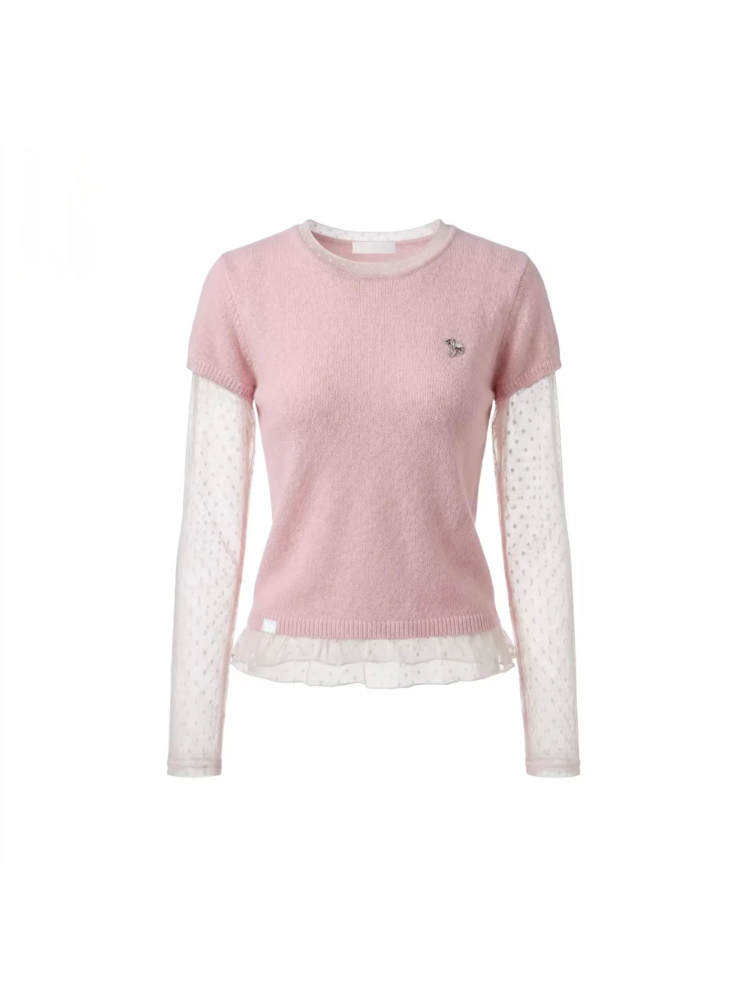 Pink Knitted Me Sve Design Top Women's Casual Sle Loose Fit Spring 2026 New Arrival Fake Two-Piece Polyester Fiber - AliExpress Sweaters&Jumpers