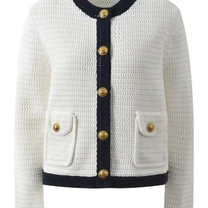 Faionable ort Knitted Open Cardigan with Metal Bule Color Blo round Ne Design French Sle Loose Fit Women's Outerwear - AliExpress Sweaters&Jumpers