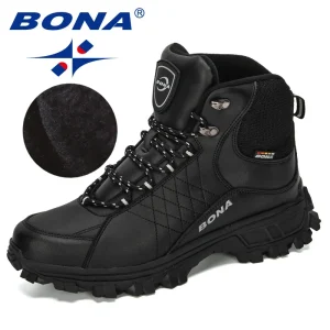 BONA New Designers Men Ankle Hiking Boots, Plus Size Fashion Classic Trekking Footwear Outdoor Plush Winter Boots Man Comfy - AliExpress Sneakers