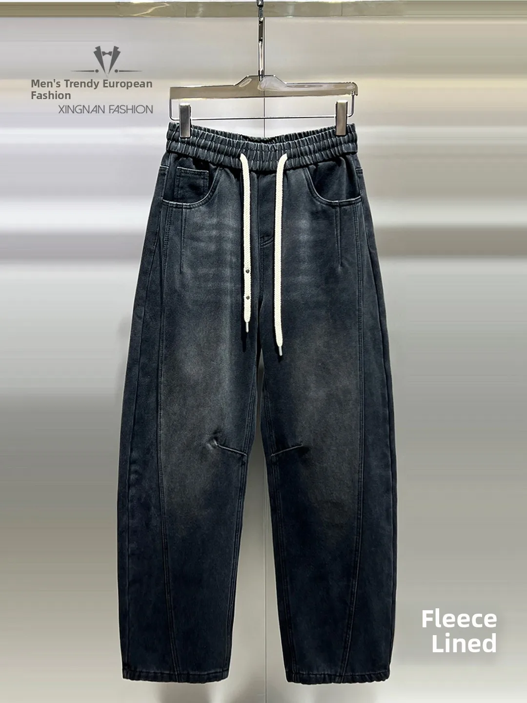 Men's Fce Lined Wide Leg Casual Pants Winter Thiened Luxury Bend Knife Pants European Sle Loose Fit Trousers for Men - AliExpress Pants