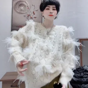 Women's Loose Lace Trim Fringe Knit Sweater Heavy Embroidery Design 2025 New Sle Casual Lace Knitted Top Chinese Production - AliExpress Sweaters&Jumpers