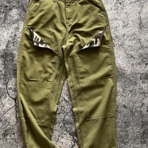American Retro Workwear Pants Multiple kets Pure Cotton Camouflage Knee Pad Logging Wear Durable Straight Leg Trousers - AliExpress Pants