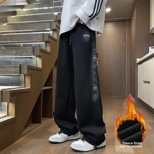 Thickened Fleece Straight Leg Casual Pants for Boys Teenagers Autumn Winter Fashion Brand American Style School Students Trou... - AliExpress Pants