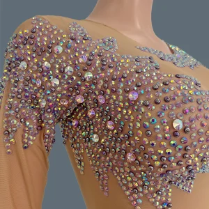 Sexy Transparent Tight Jumpsuit Women High Street Purple Performance Dancer Costume Mesh Diamonds Show Stage Rompers Ziluolan - AliExpress Jumpsuits&Rompers