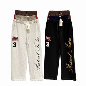 Protocol index fake three-pocket waist pants national flag embroidery loose casual trendy wide-leg sports pants - AliExpress Pants