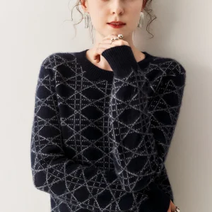 Slim Fit Camere Sweater Women's round Ne eep Plaid Faionable Versatile Top Old Money Sle Commute Simple Sle - AliExpress Sweaters&Jumpers