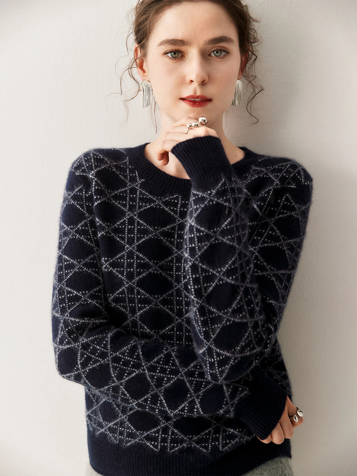 Slim Fit Camere Sweater Women's round Ne eep Plaid Faionable Versatile Top Old Money Sle Commute Simple Sle - AliExpress Sweaters&Jumpers